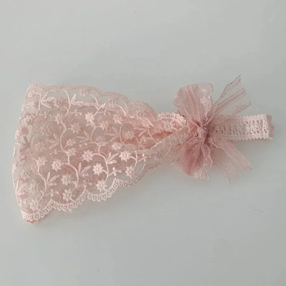 NWT Vintage Baby & Toddler Girls Headband Floral Lace Embroidery Boho Head Scarf